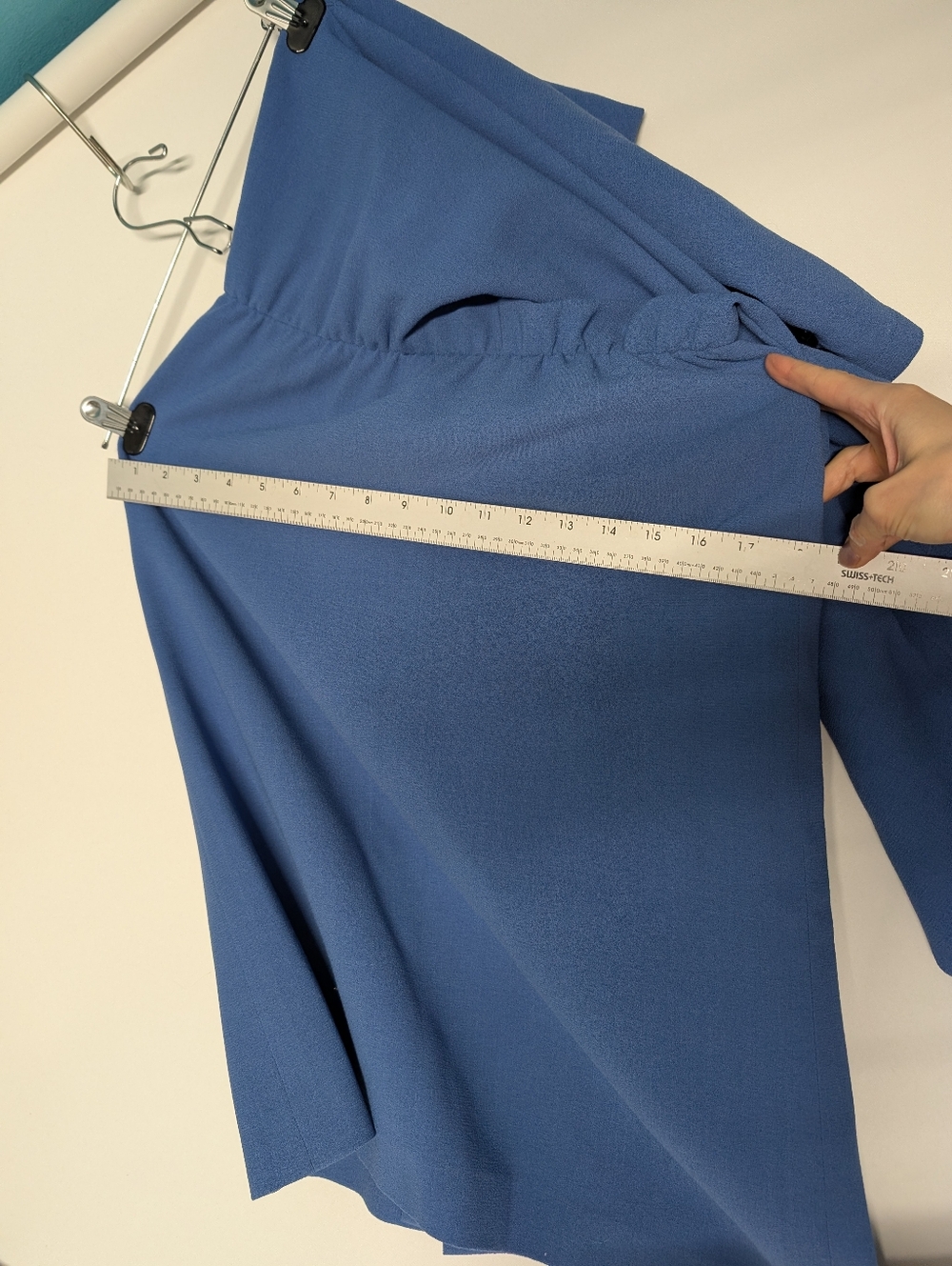 Elegant Blue Long-Sleeve Handmade Sapphire Vintage Bat Wing Pencil Dress Classic - Picture 13 of 13
